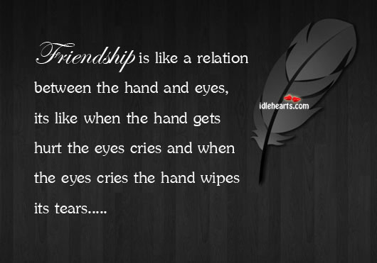 Friendship Is Like A Relation Between The Hand And Eyes…