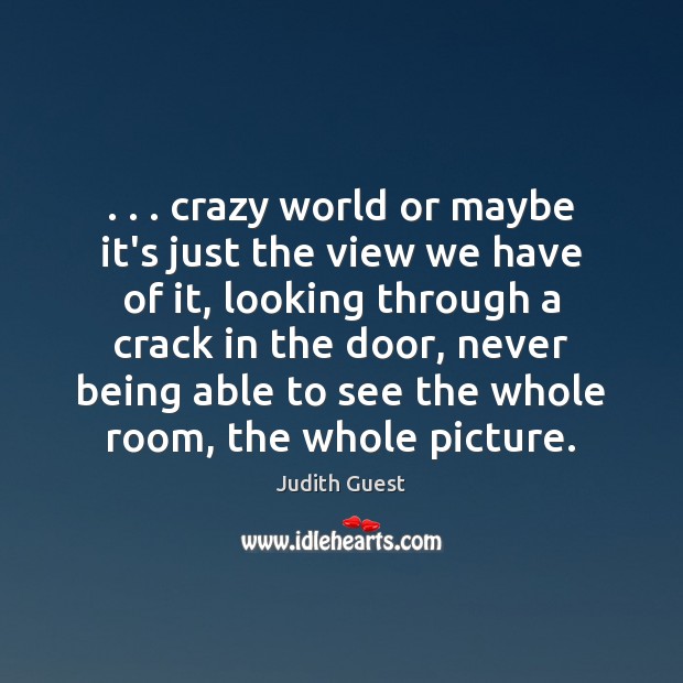 . . . crazy world or maybe it’s just the view we have of it, Judith Guest Picture Quote