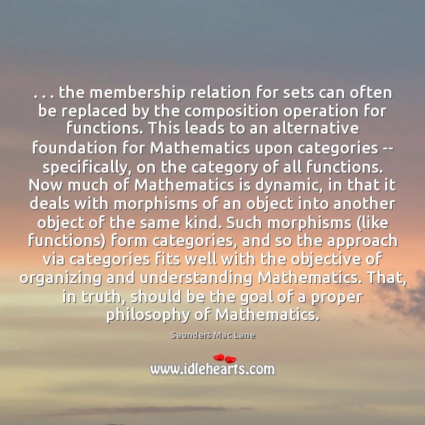 . . . the membership relation for sets can often be replaced by the composition Saunders Mac Lane Picture Quote
