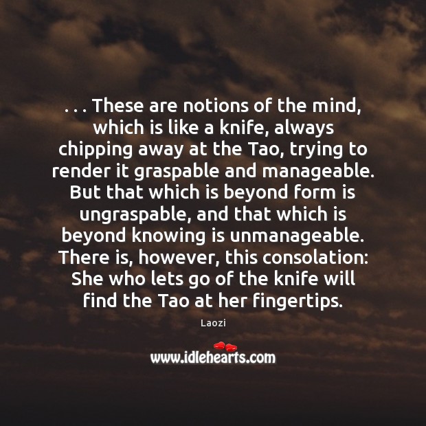 . . . These are notions of the mind, which is like a knife, always Laozi Picture Quote