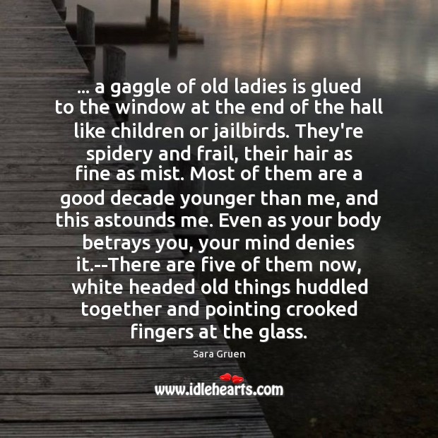 … a gaggle of old ladies is glued to the window at the Sara Gruen Picture Quote