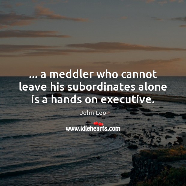 … a meddler who cannot leave his subordinates alone is a hands on executive. 