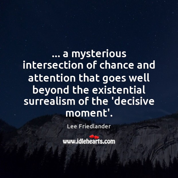 … a mysterious intersection of chance and attention that goes well beyond the Lee Friedlander Picture Quote