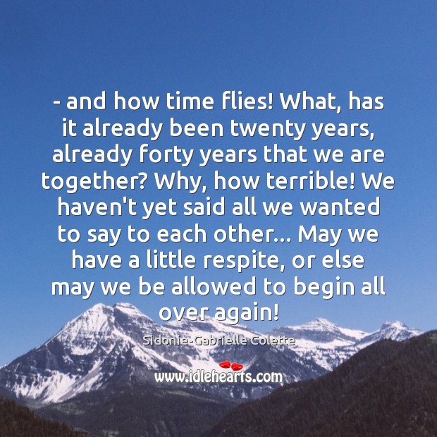 – and how time flies! What, has it already been twenty years, already Sidonie-Gabrielle Colette Picture Quote