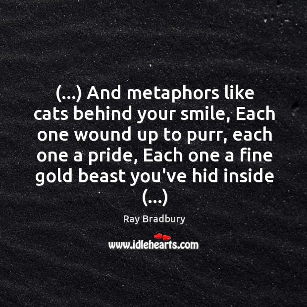 (…) And metaphors like cats behind your smile, Each one wound up to Image