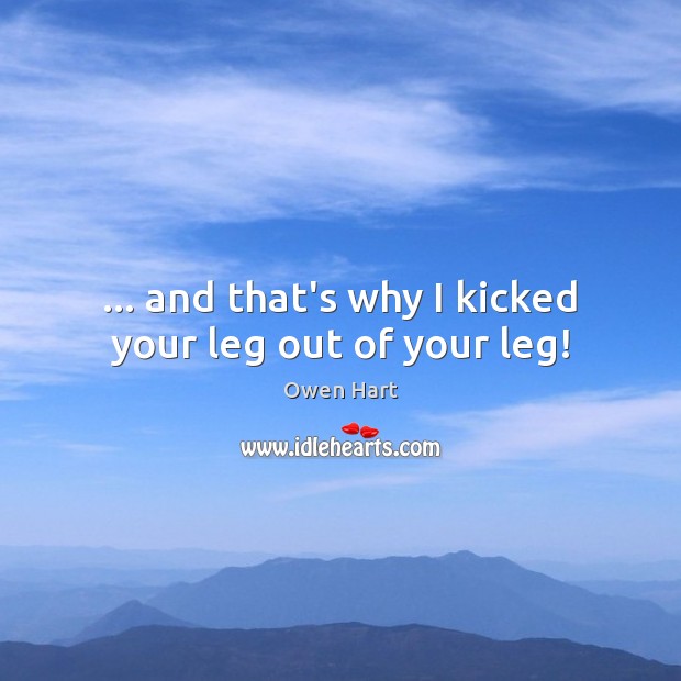 … and that’s why I kicked your leg out of your leg! Owen Hart Picture Quote