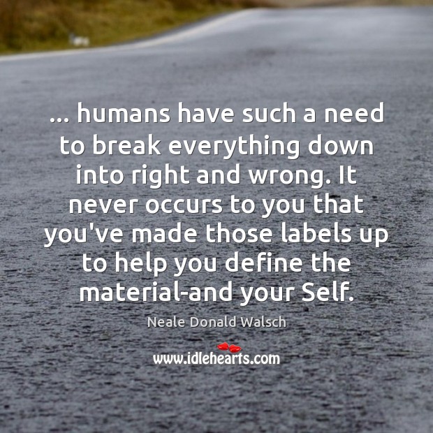 … humans have such a need to break everything down into right and Neale Donald Walsch Picture Quote