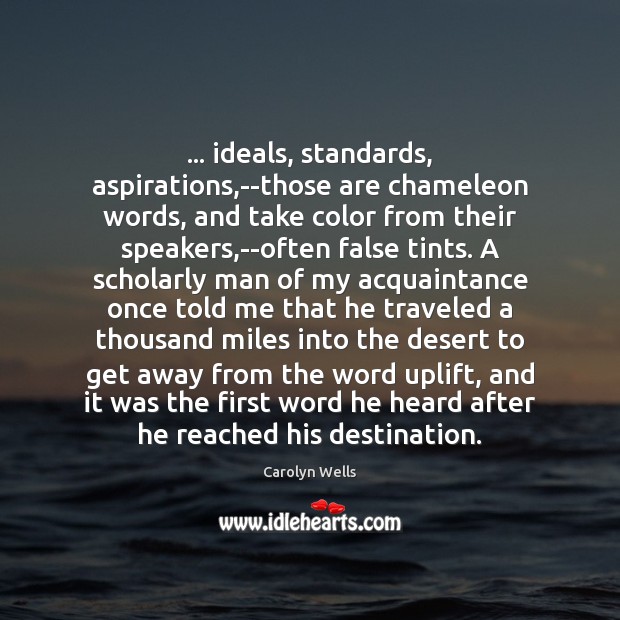 … ideals, standards, aspirations,–those are chameleon words, and take color from their Image
