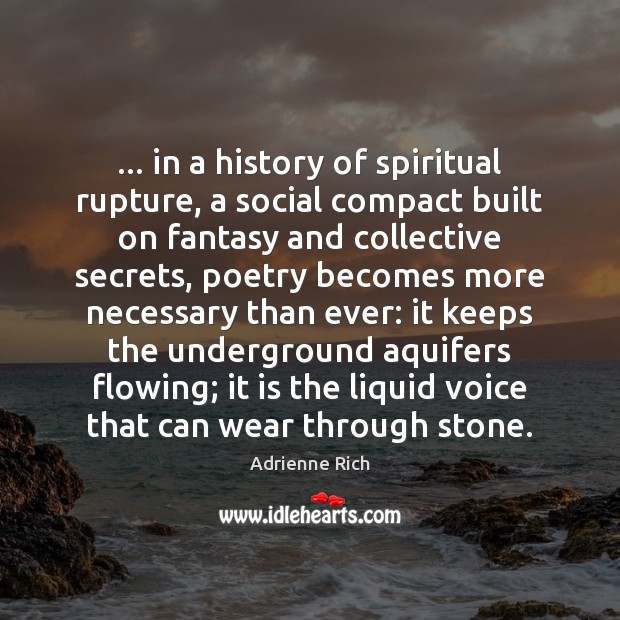 … in a history of spiritual rupture, a social compact built on fantasy Adrienne Rich Picture Quote
