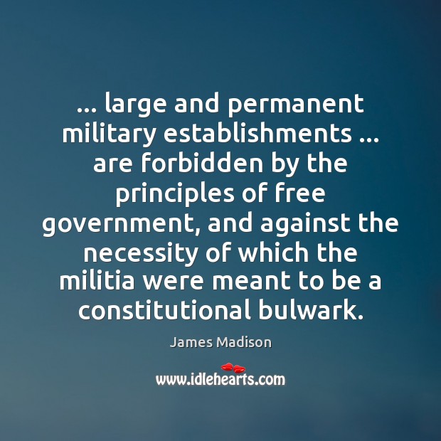 … large and permanent military establishments … are forbidden by the principles of free Image