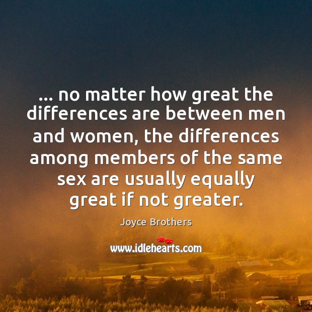 … no matter how great the differences are between men and women, the Joyce Brothers Picture Quote