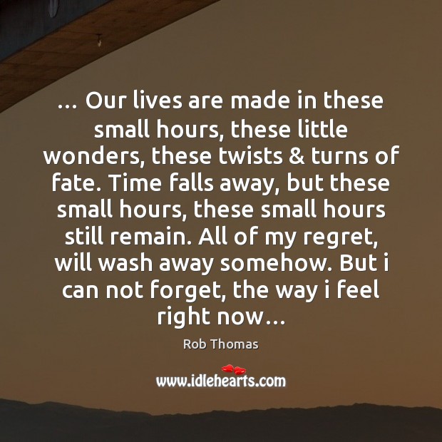 … Our lives are made in these small hours, these little wonders, these Rob Thomas Picture Quote