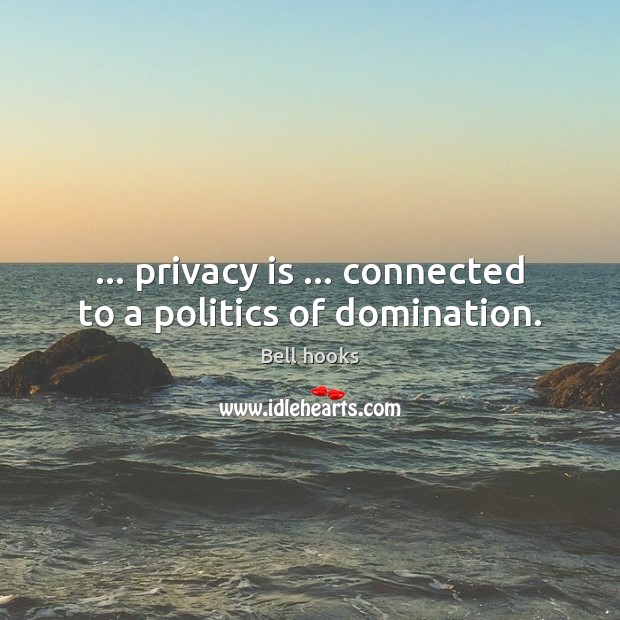 … privacy is … connected to a politics of domination. Bell hooks Picture Quote