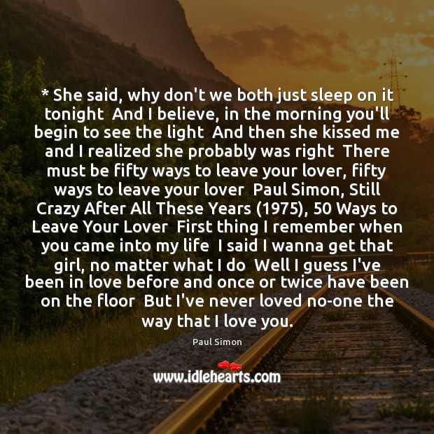 * She said, why don’t we both just sleep on it tonight  And I Love You Quotes Image