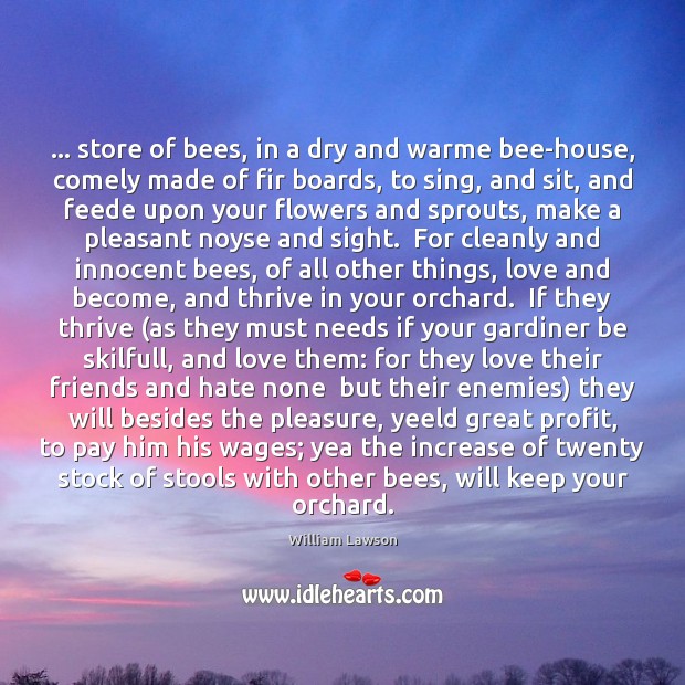 … store of bees, in a dry and warme bee-house, comely made of Image