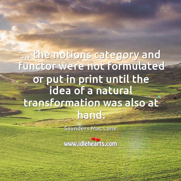 … the notions category and functor were not formulated or put in print Image