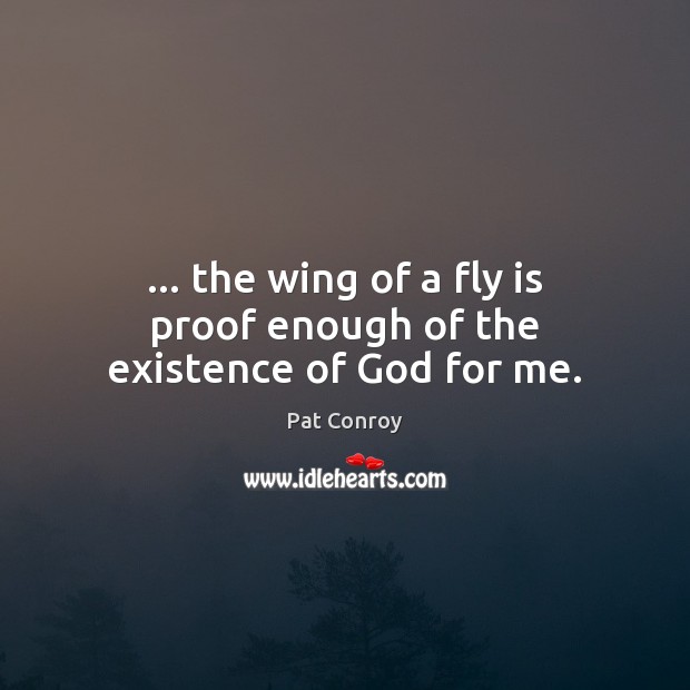 … the wing of a fly is proof enough of the existence of God for me. Pat Conroy Picture Quote