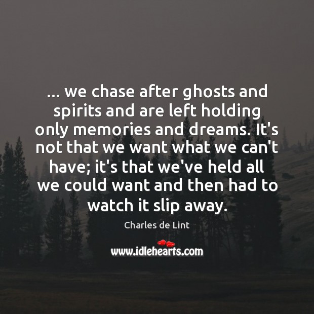 … we chase after ghosts and spirits and are left holding only memories Image