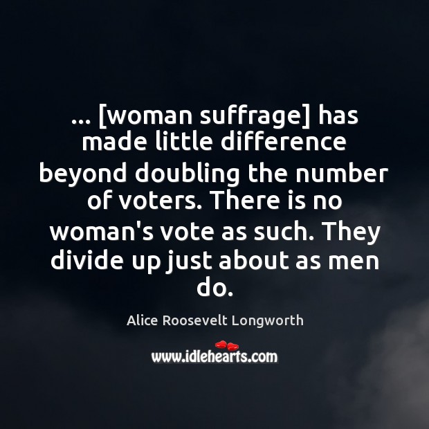… [woman suffrage] has made little difference beyond doubling the number of voters. Image