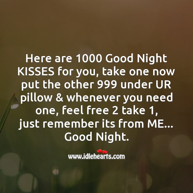 1000 good night kisses for you Good Night Quotes Image