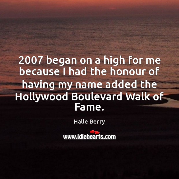 2007 began on a high for me because I had the honour of Image