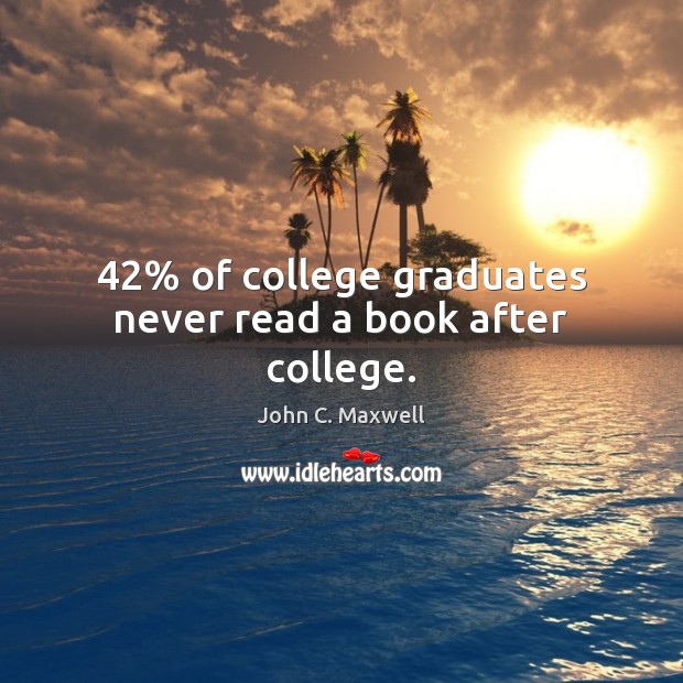 42% of college graduates never read a book after college. John C. Maxwell Picture Quote