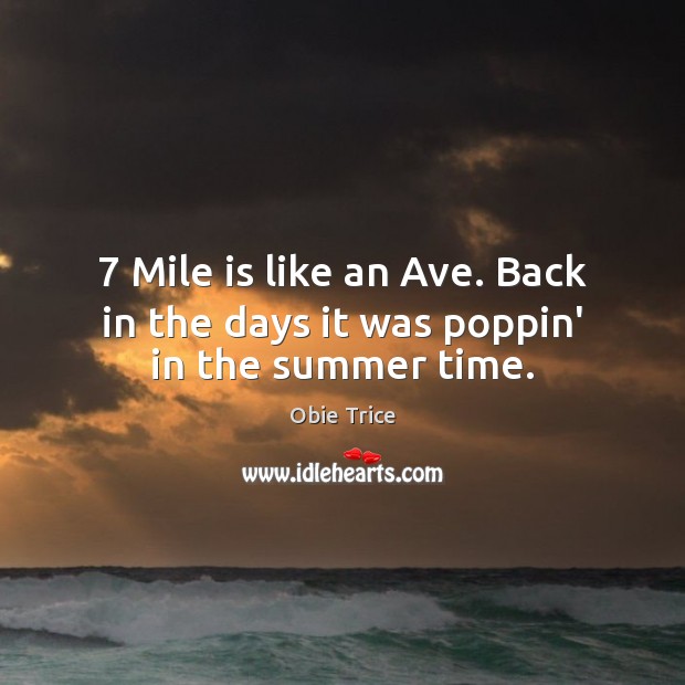 7 Mile is like an Ave. Back in the days it was poppin’ in the summer time. Obie Trice Picture Quote