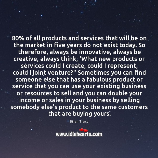 80% of all products and services that will be on the market in Brian Tracy Picture Quote