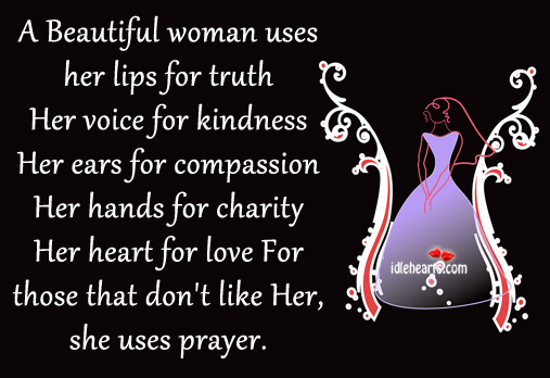 A beautiful woman uses her lips for truth 