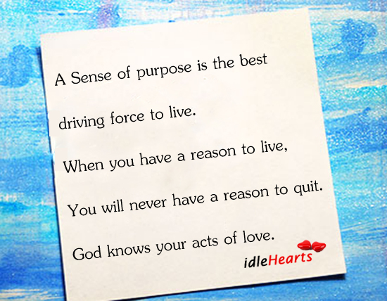 A sense of purpose is the best driving force to live Driving Quotes Image