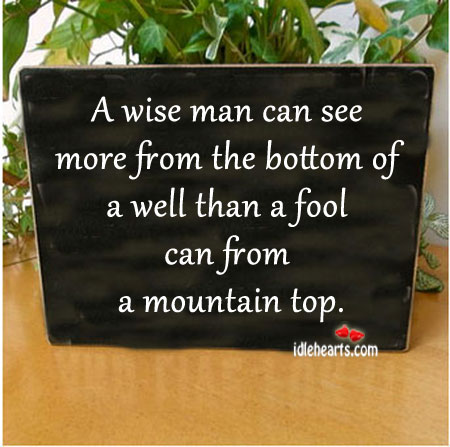 A wise man can see more from the bottom of a well than a. Image