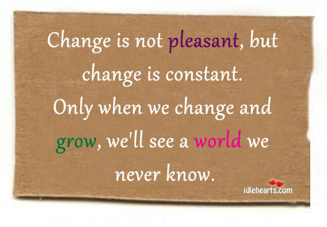 Change is not pleasant, but change is constant. Image
