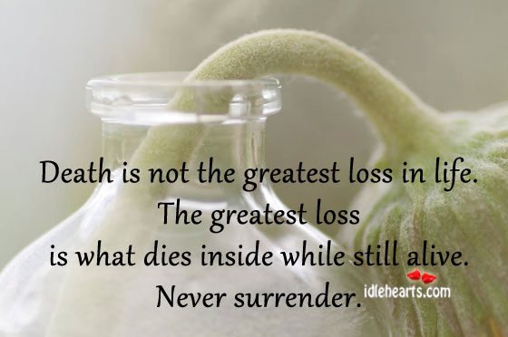 Death is not the greatest loss in life. Image