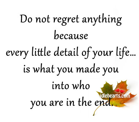 Do not regret anything because every little detail Image