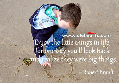 Enjoy the little things in life Robert Brault Picture Quote