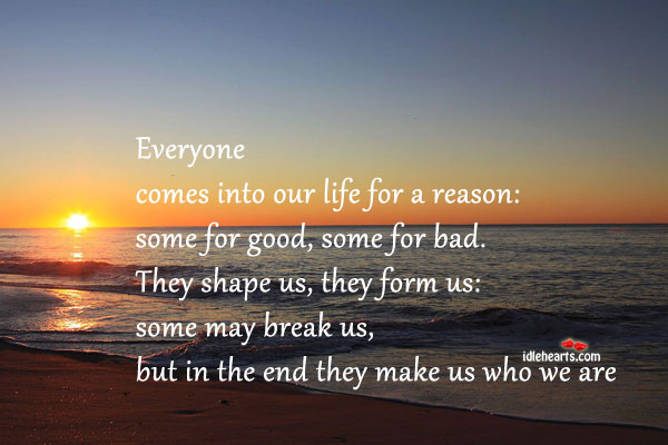 Everyone comes into our life for a reason Image