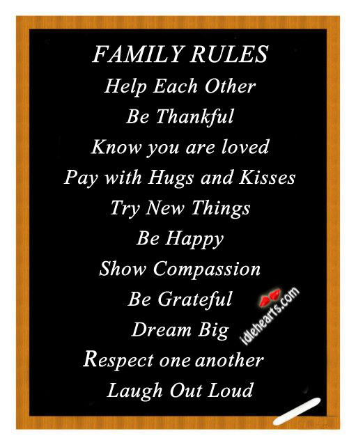Family rules Be Grateful Quotes Image