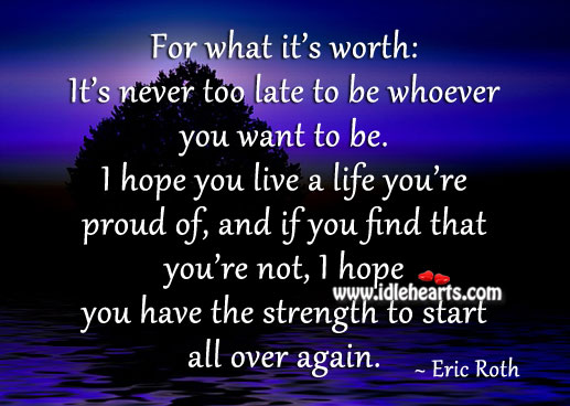 Hope you have the strength to start all over again. Eric Roth Picture Quote
