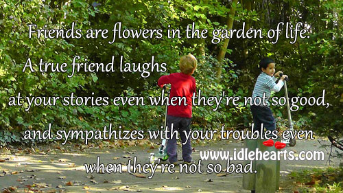 Friends are flowers in the garden of life. Image