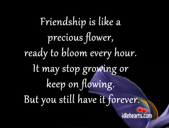 Friendship is like a precious flower Flowers Quotes Image