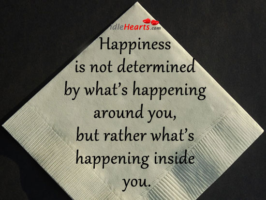 Happiness is not determined by what’s happening… Happiness Quotes Image