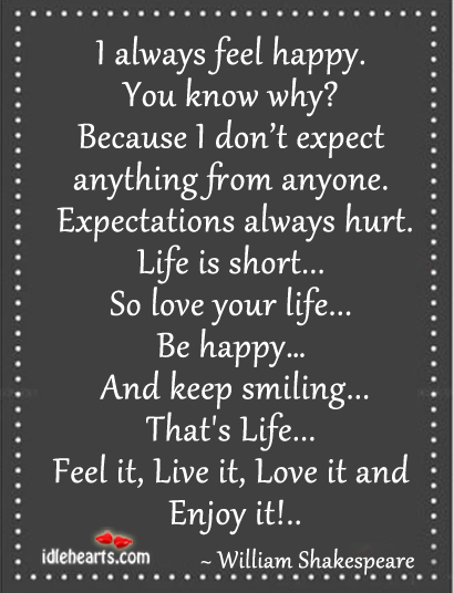 I always feel happy. You know why? Hurt Quotes Image
