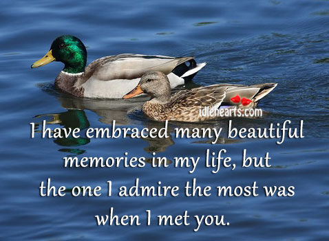 I have embraced many beautiful memories in my life Beautiful Love Quotes Image
