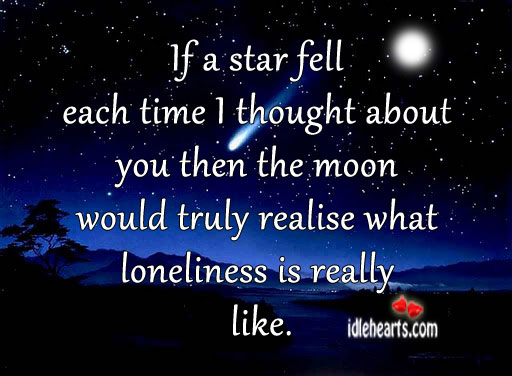 If a star fell each time I thought about you then Loneliness Quotes Image