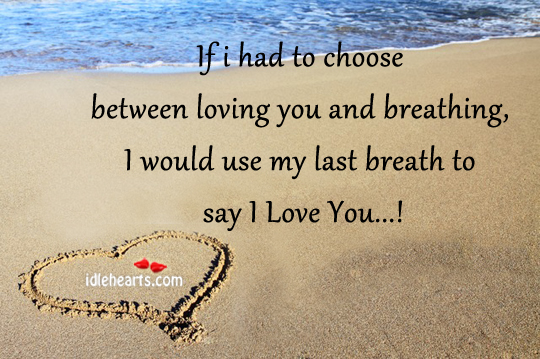 If I had to choose between loving you and breathing Image
