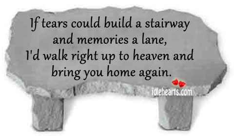 If tears could build a stairway and memories a lane Image