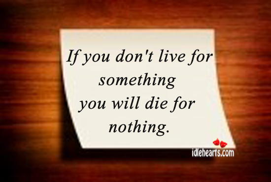 If you don’t live for something you will die for nothing. Image