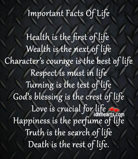 Important facts of life Happiness Quotes Image