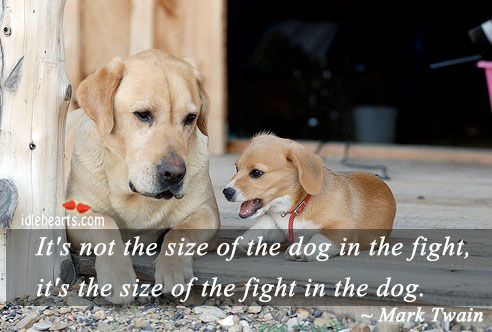It’s not the size of the dog in the fight Mark Twain Picture Quote
