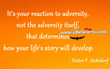 It’s your reaction to adversity, not the adversity itself Dieter F. Uchtdorf Picture Quote